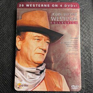 JOHN WAYNE WESTERN COWBOY SET OF 4 DVD'S MOVIE COLLECTION IN TIN BOX - GOOD COND